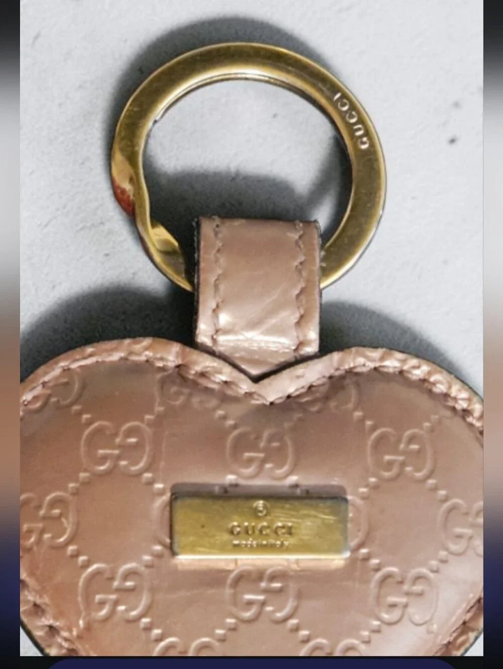 Authentic Gucci Guccissima Leather Heart Keychain / Bag Charm - GUC